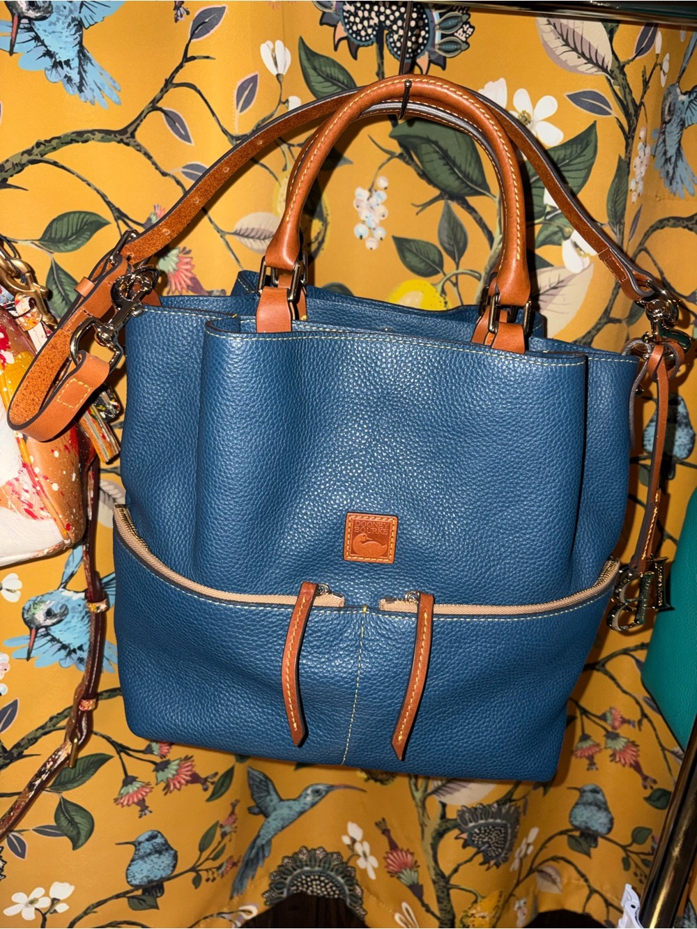 Dooney And Bourke Jeans Blue Dawson Pebble Leather Purse